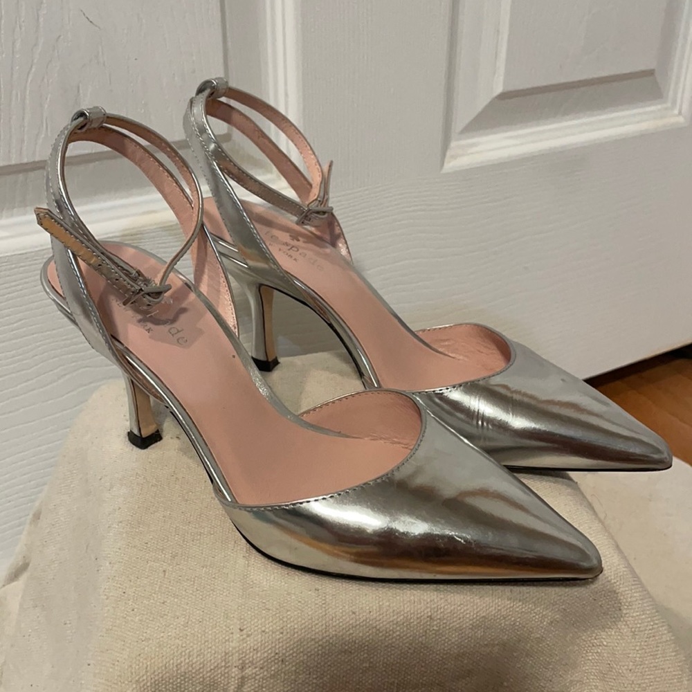 Kate Spade Simone Pointed Toe Ankle-Strap Leather Heels